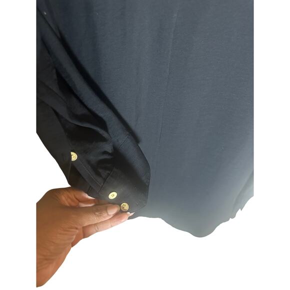 RACHEL Rachel Roy Women's Black Button-Up Shirt Dress Gold Accents Long Sleeves - Picture 12 of 12